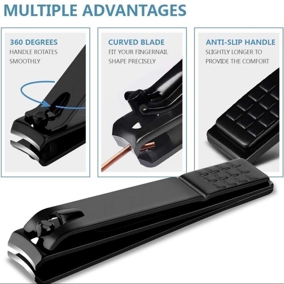 New-3pcs Nail Clippers Set With Nail File & Faux Leather Carry Case Black - Picture 3 of 10